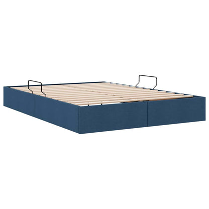 Storage Bed with Mattress with Storage Blue 140 x 200 cm Fabric