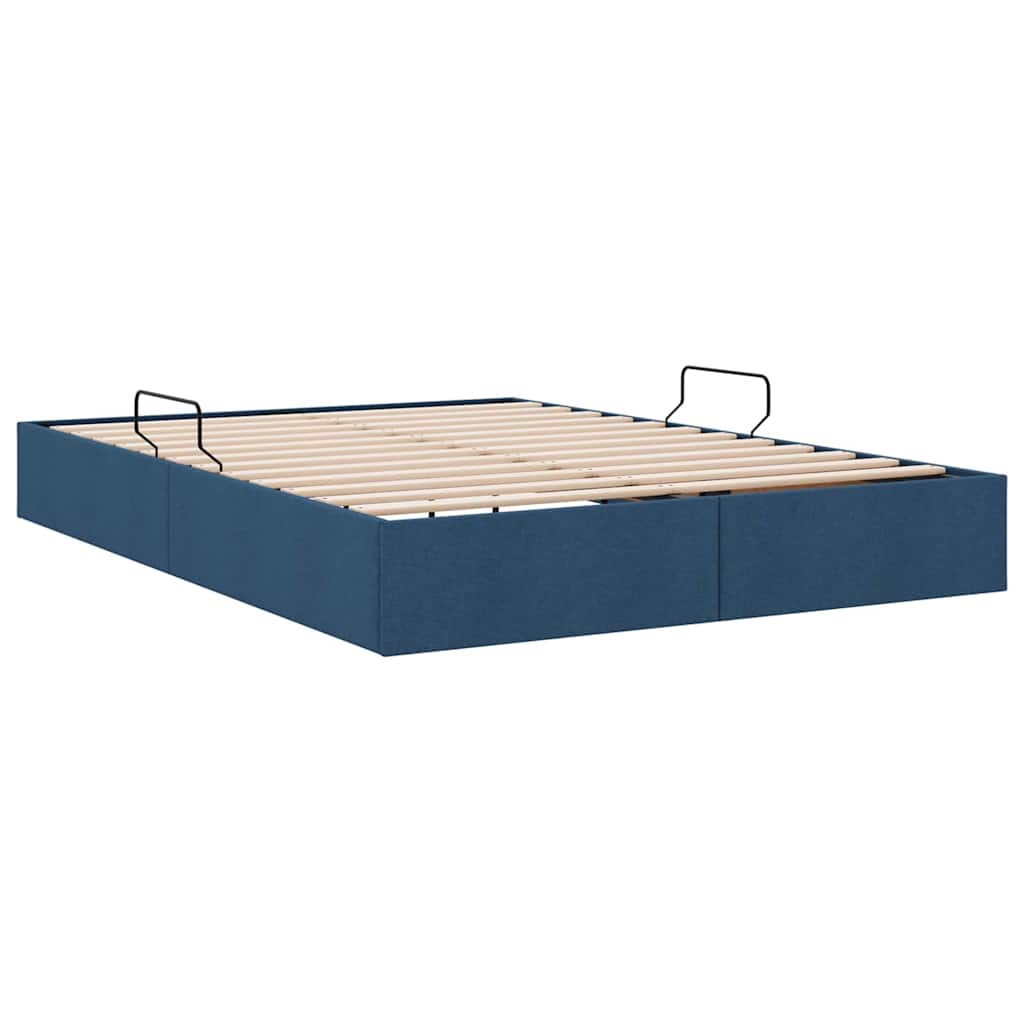 Storage Bed with Mattress with Storage Blue 140 x 200 cm Fabric