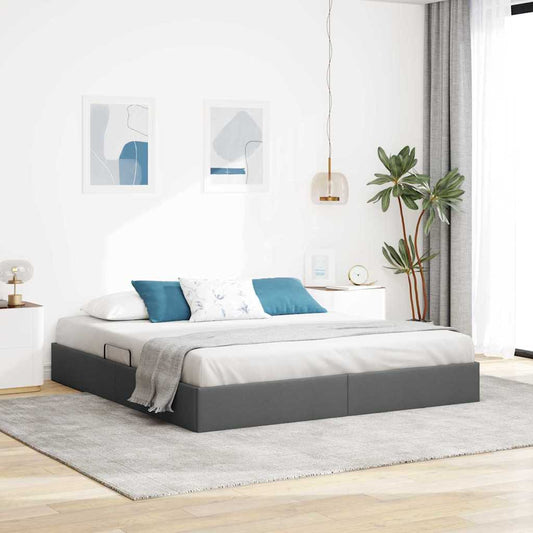 Storage Bed with Mattress Dark Grey 160 x 200 cm Fabric