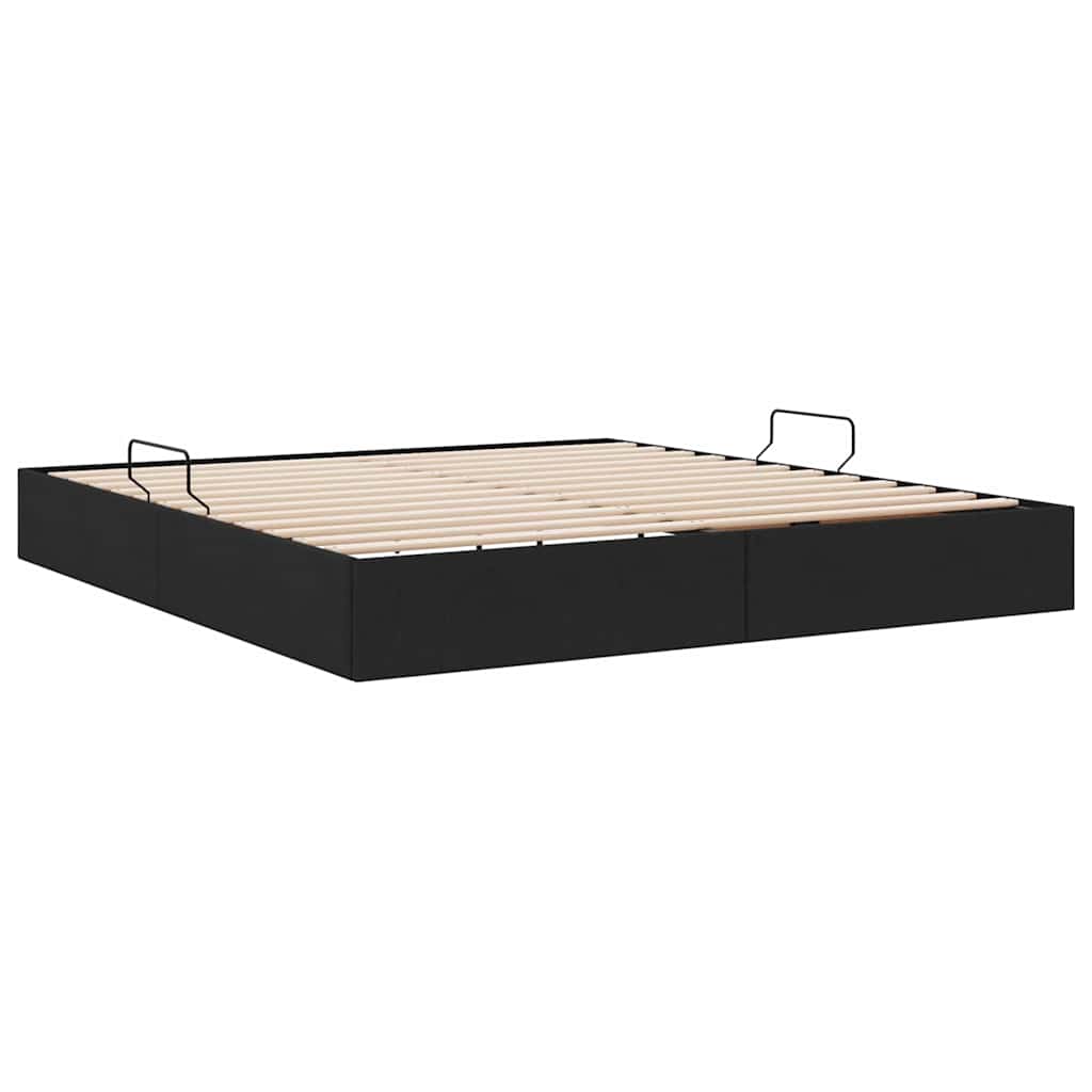 Storage Bed with Mattress Black 160 x 200 cm Fabric