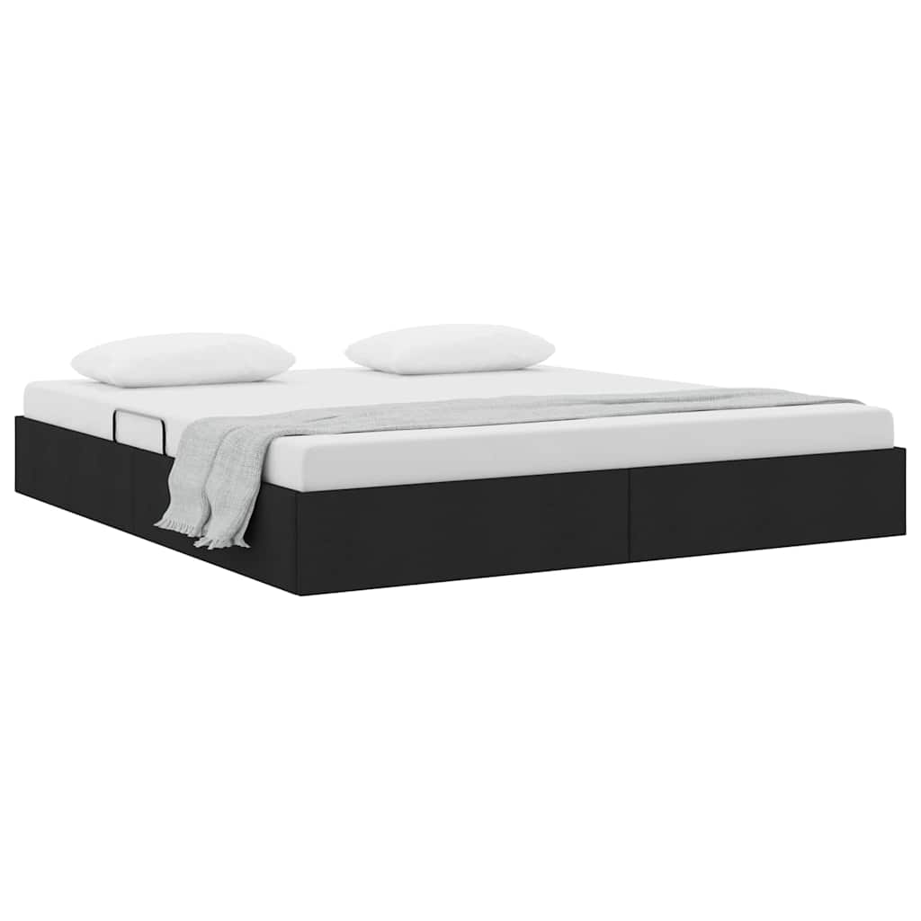Storage Bed with Mattress Black 160 x 200 cm Fabric
