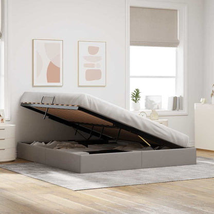 Storage Bed with Mattress Taupe 160 x 200 cm Fabric