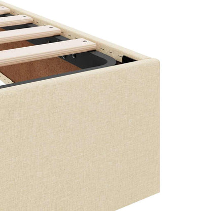 Storage Bed with Mattress Creme 160 x 200 cm Fabric