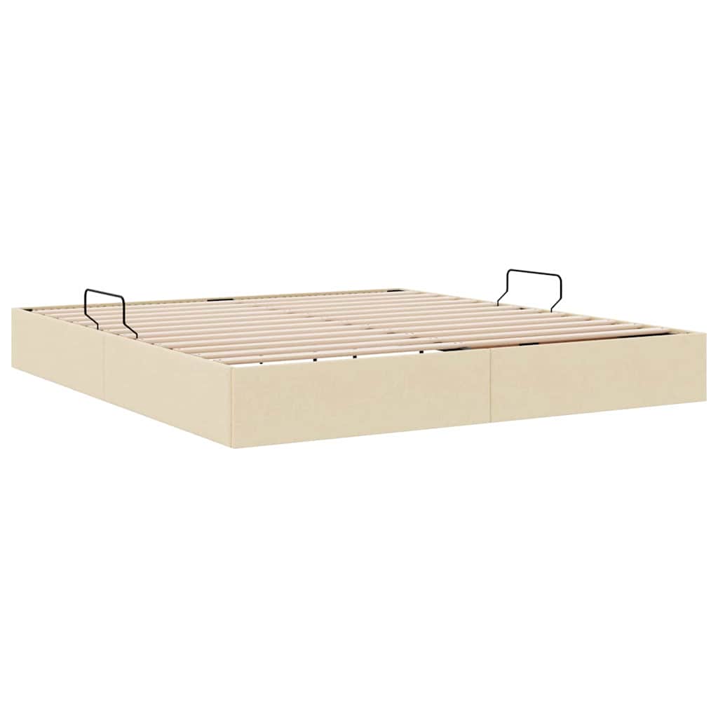 Storage Bed with Mattress Creme 160 x 200 cm Fabric