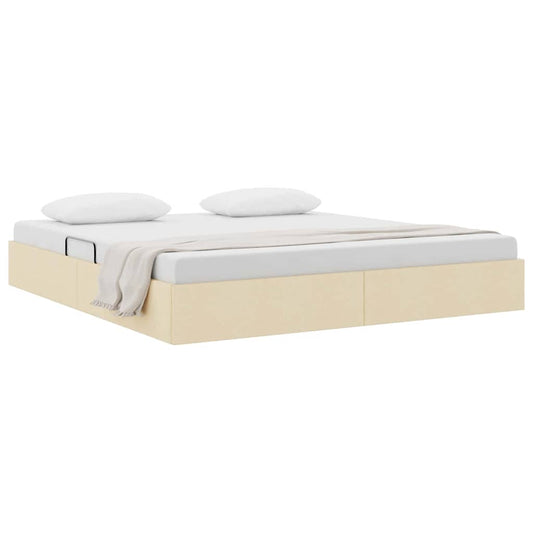 Storage Bed with Mattress Creme 160 x 200 cm Fabric