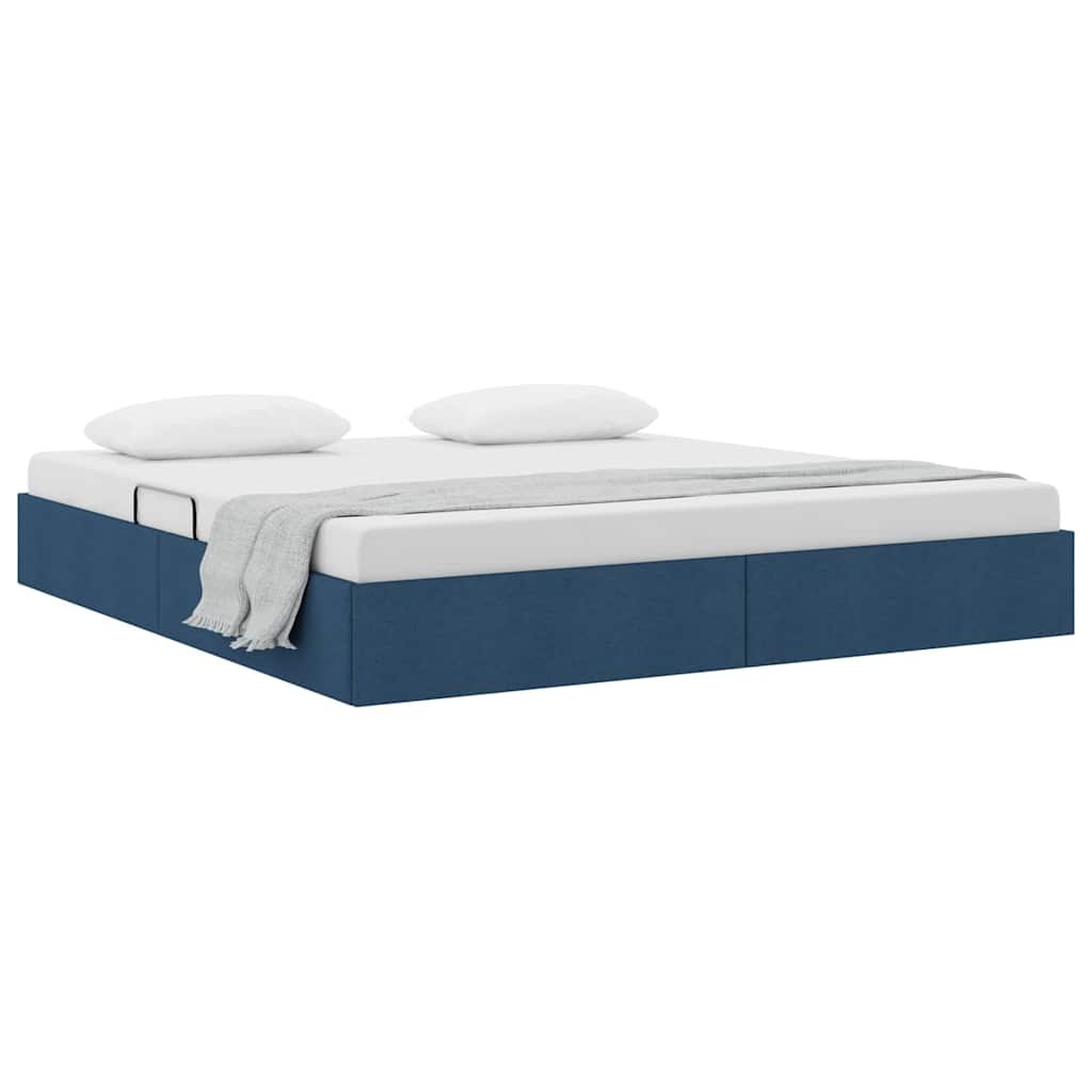 Storage Bed with Mattress with Storage Blue 160 x 200 cm Fabric