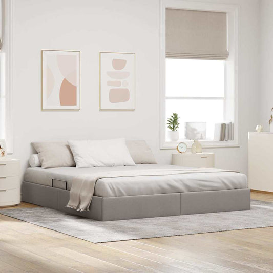 Storage Bed with Mattress Taupe 180 x 200 cm Fabric
