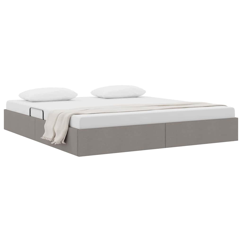 Storage Bed with Mattress Taupe 180 x 200 cm Fabric