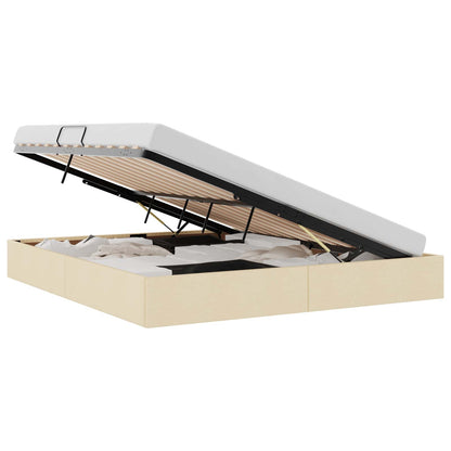 Storage Bed with Mattress Creme 180 x 200 cm Fabric
