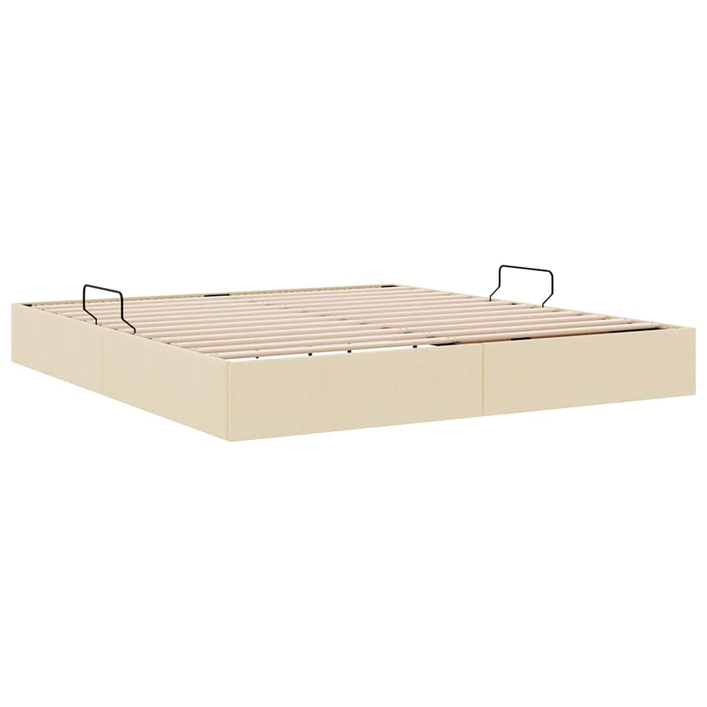 Storage Bed with Mattress Creme 180 x 200 cm Fabric