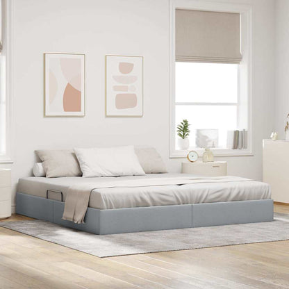 Storage Bed with Mattress Light Grey 200 x 200 cm Fabric