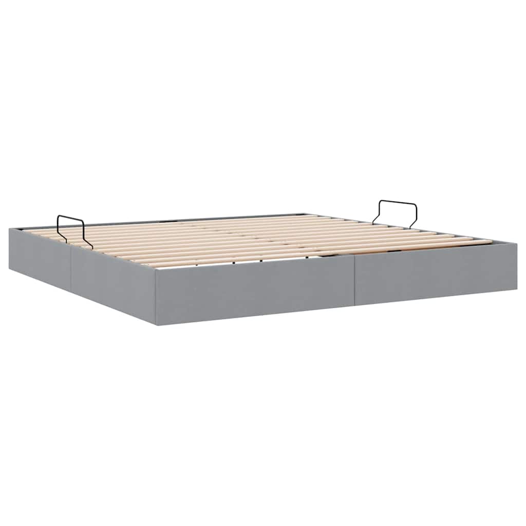 Storage Bed with Mattress Light Grey 200 x 200 cm Fabric