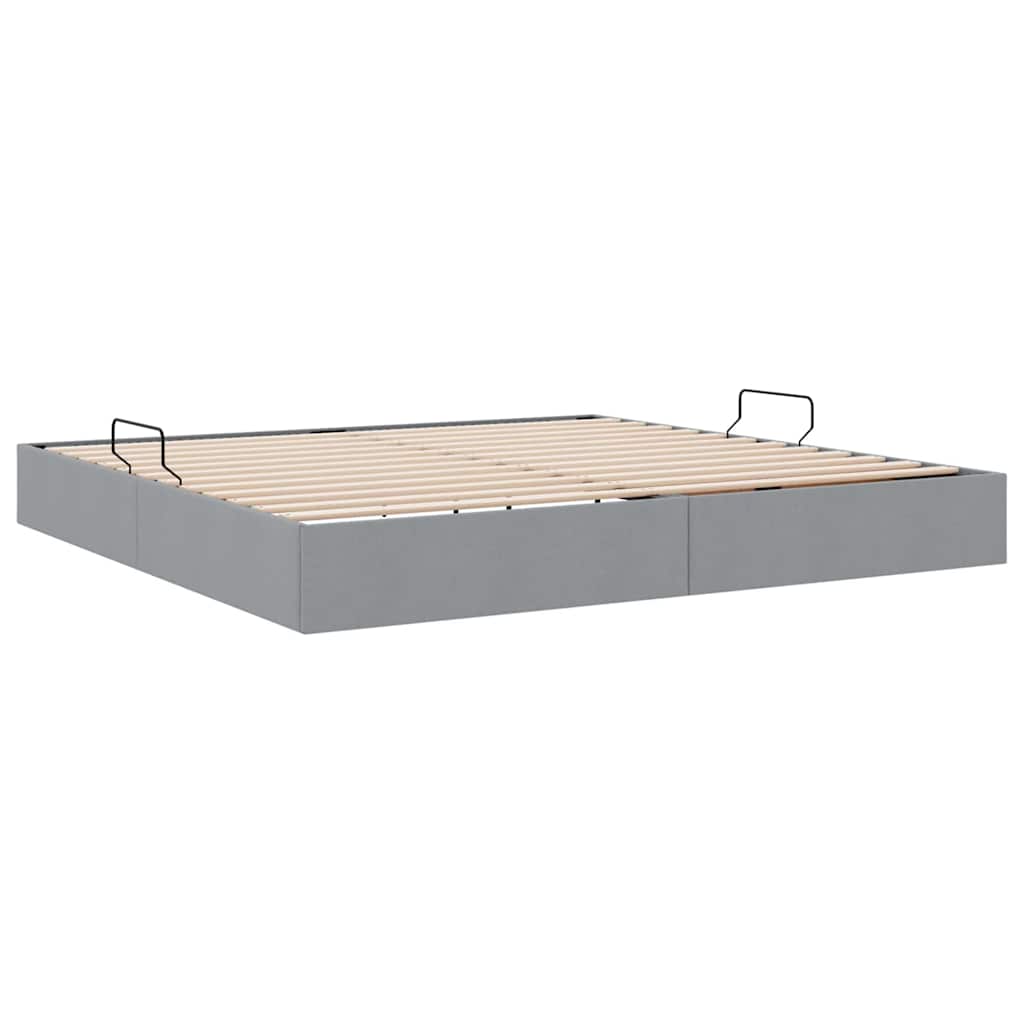 Storage Bed with Mattress Light Grey 200 x 200 cm Fabric