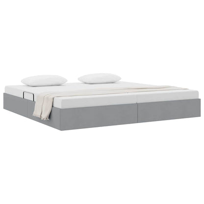 Storage Bed with Mattress Light Grey 200 x 200 cm Fabric