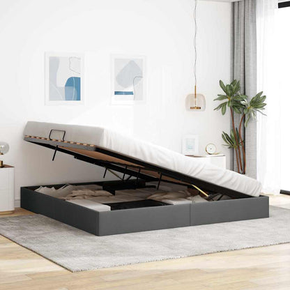 Storage Bed with Mattress Dark Grey 200 x 200 cm Fabric