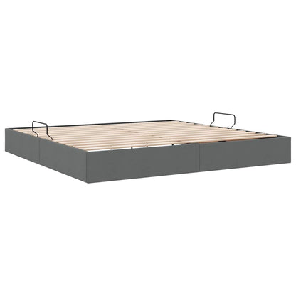 Storage Bed with Mattress Dark Grey 200 x 200 cm Fabric