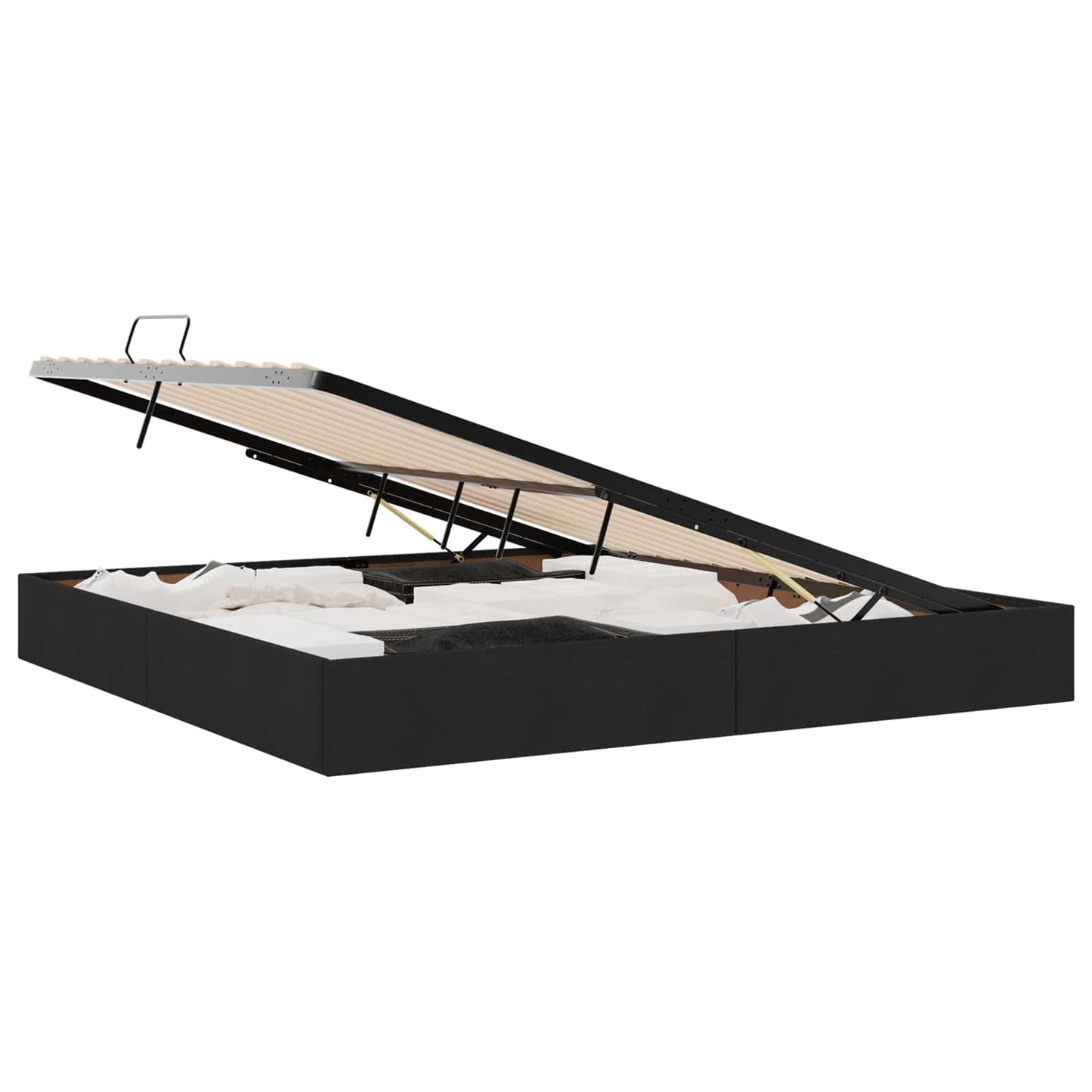 Storage Bed with Mattress Black 200 x 200 cm Fabric