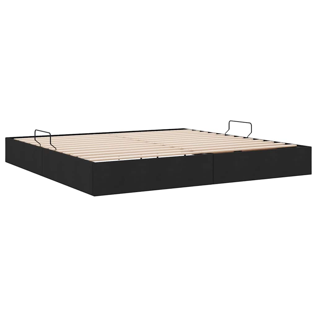 Storage Bed with Mattress Black 200 x 200 cm Fabric