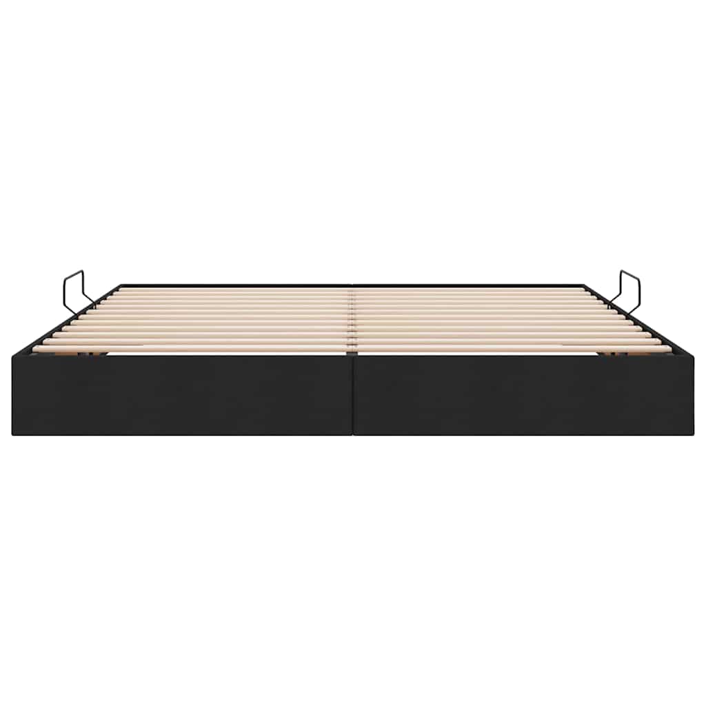 Storage Bed with Mattress Black 200 x 200 cm Fabric