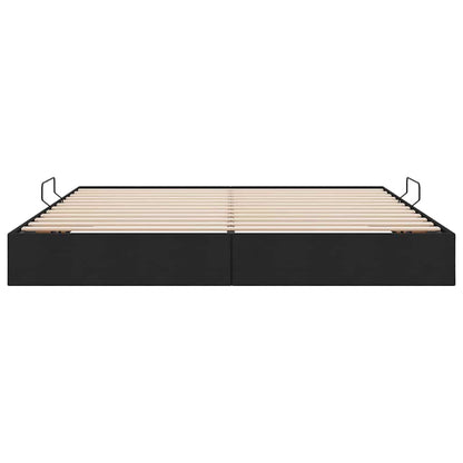Storage Bed with Mattress Black 200 x 200 cm Fabric