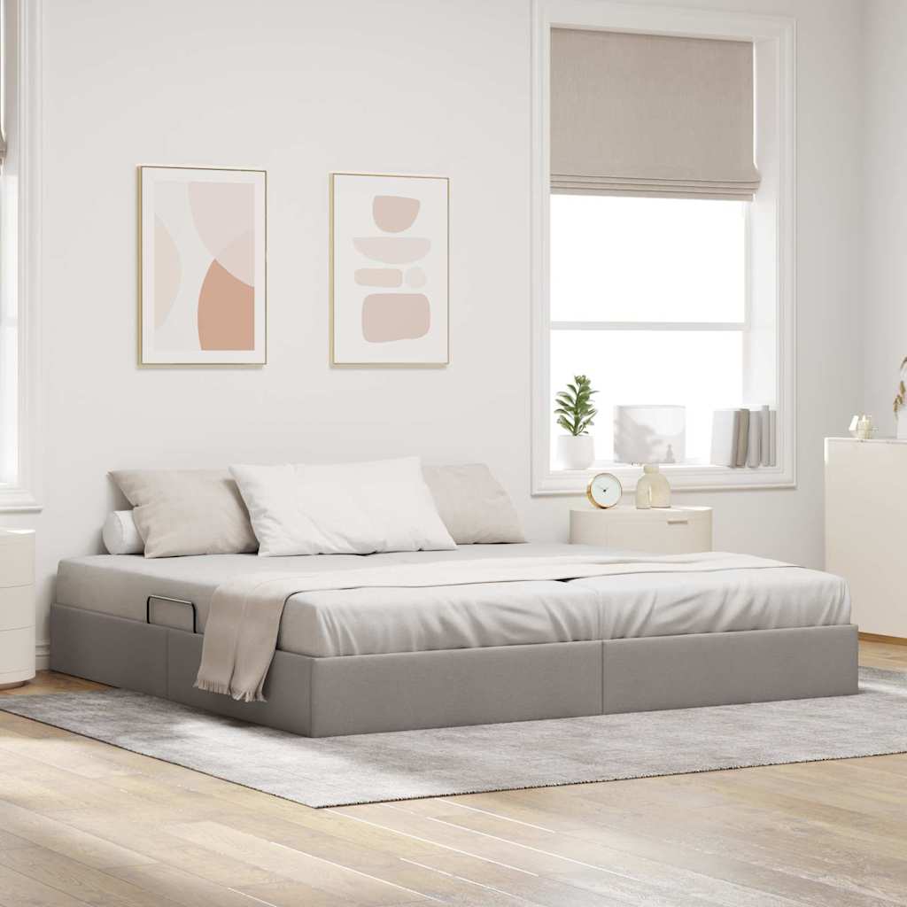 Storage Bed with Mattress Taupe 200 x 200 cm Fabric