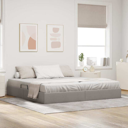 Storage Bed with Mattress Taupe 200 x 200 cm Fabric