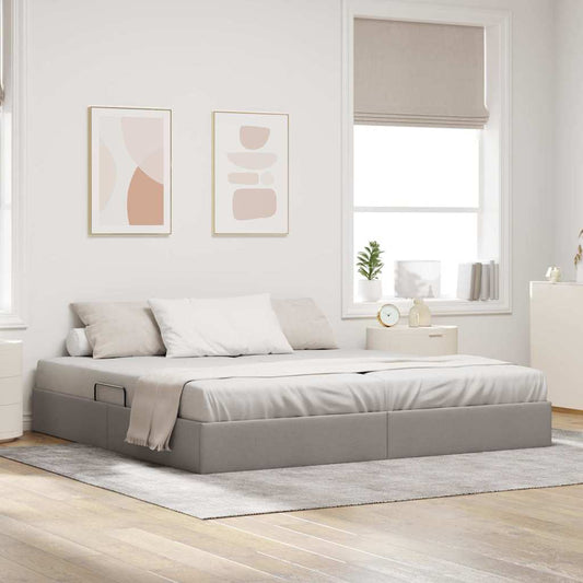 Storage Bed with Mattress Taupe 200 x 200 cm Fabric