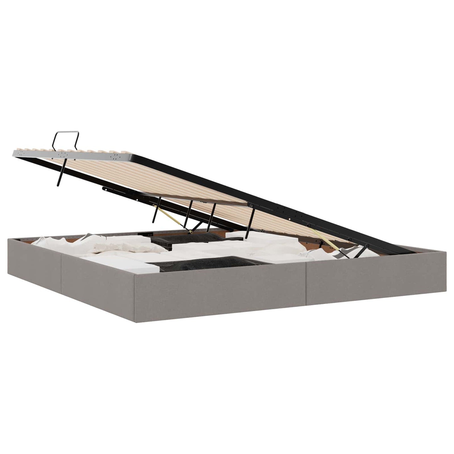 Storage Bed with Mattress Taupe 200 x 200 cm Fabric