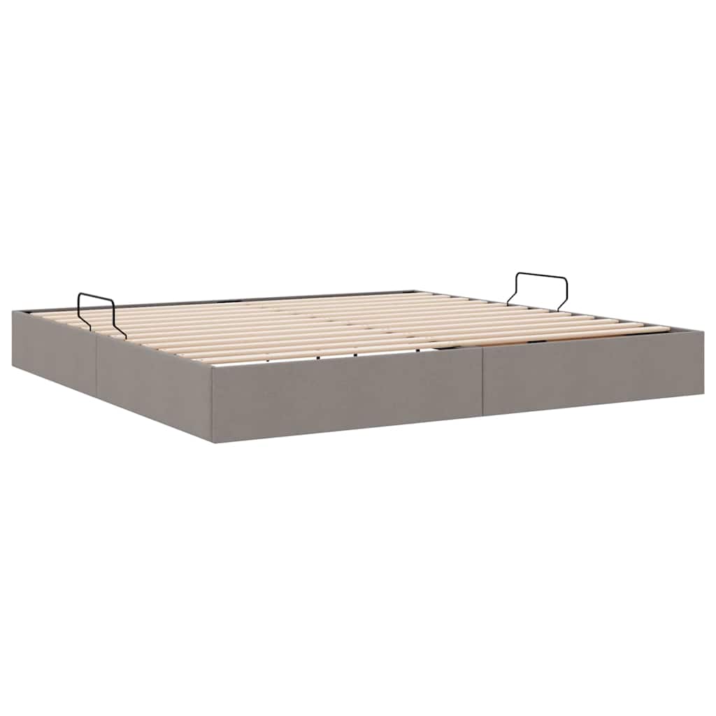 Storage Bed with Mattress Taupe 200 x 200 cm Fabric