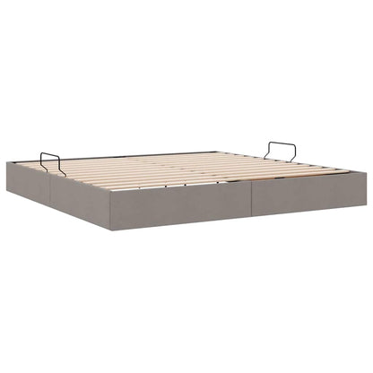 Storage Bed with Mattress Taupe 200 x 200 cm Fabric