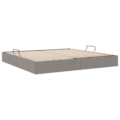 Storage Bed with Mattress Taupe 200 x 200 cm Fabric