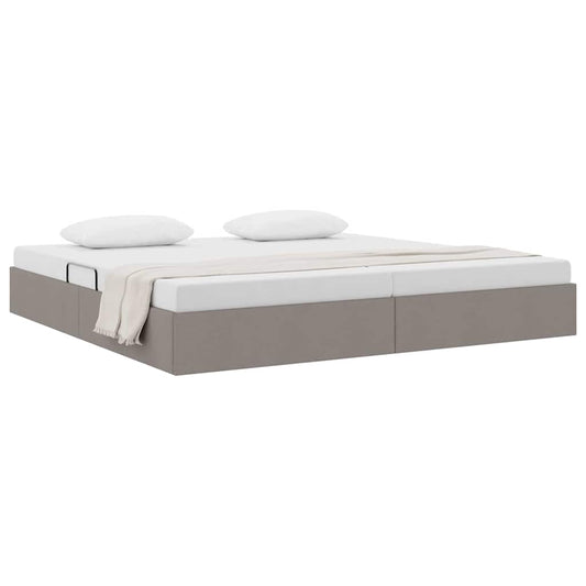 Storage Bed with Mattress Taupe 200 x 200 cm Fabric