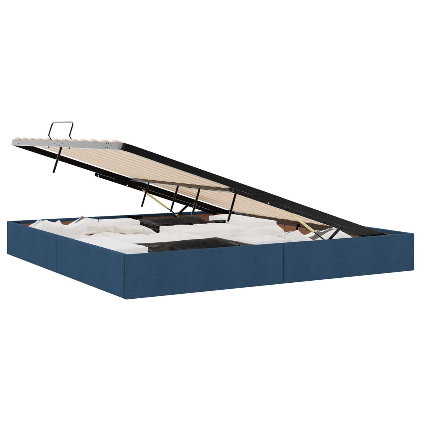 Storage Bed with Mattress with Storage Blue 200 x 200 cm Fabric