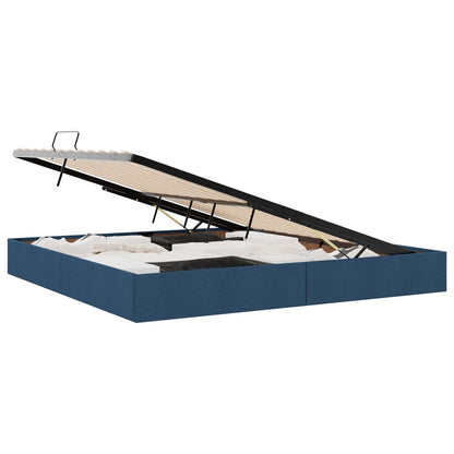 Storage Bed with Mattress with Storage Blue 200 x 200 cm Fabric