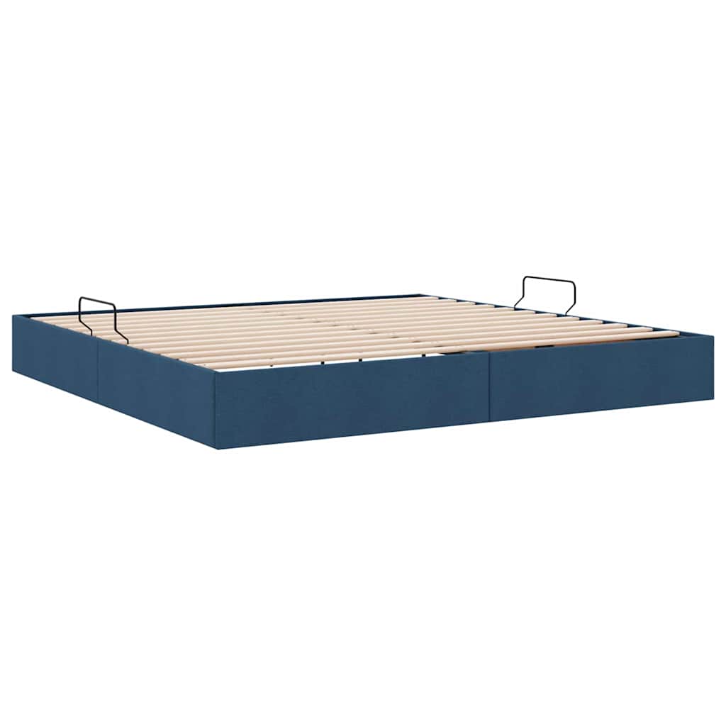 Storage Bed with Mattress with Storage Blue 200 x 200 cm Fabric