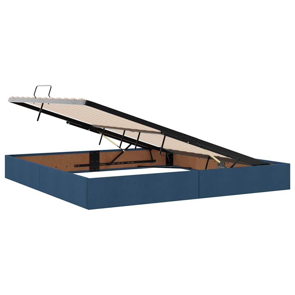 Storage Bed with Mattress with Storage Blue 200 x 200 cm Fabric