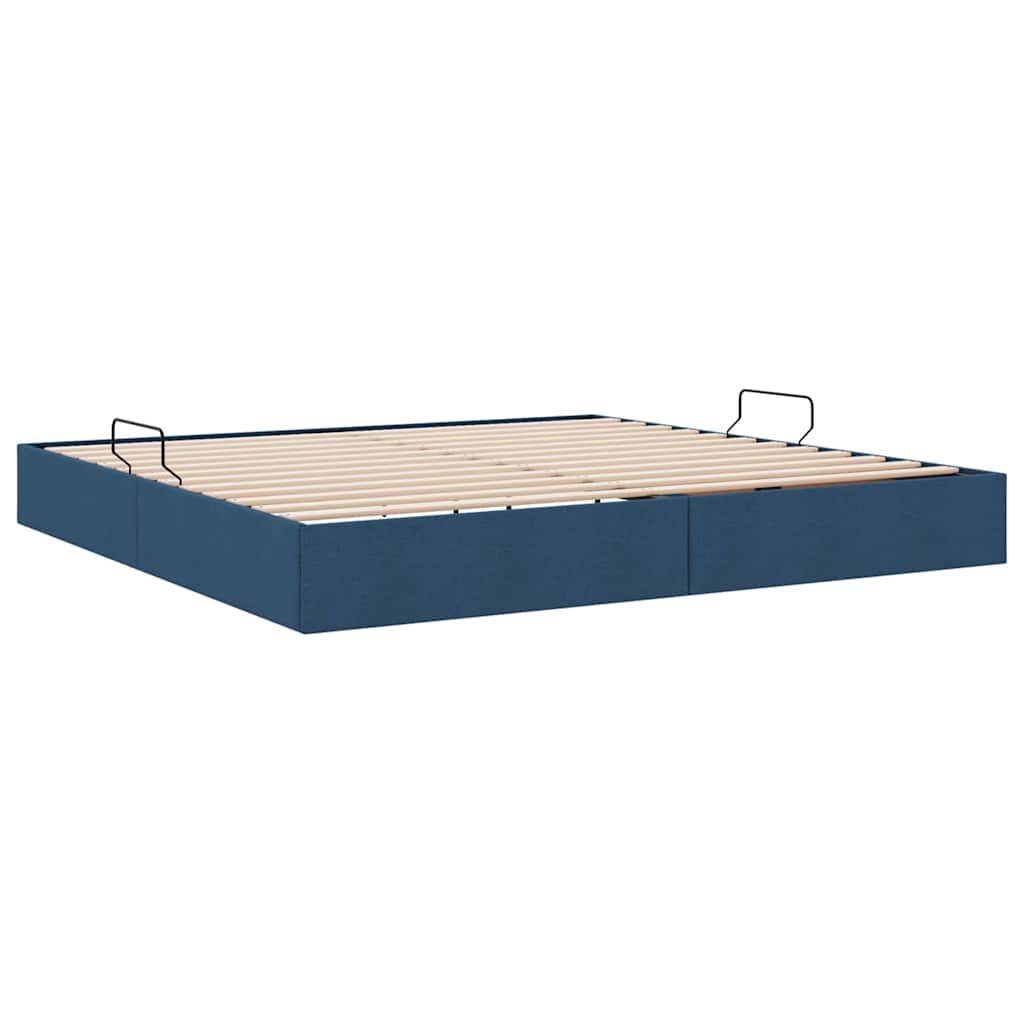Storage Bed with Mattress with Storage Blue 200 x 200 cm Fabric