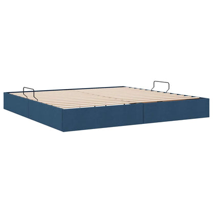 Storage Bed with Mattress with Storage Blue 200 x 200 cm Fabric