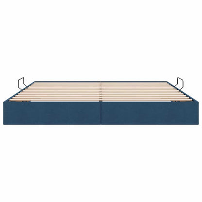 Storage Bed with Mattress with Storage Blue 200 x 200 cm Fabric