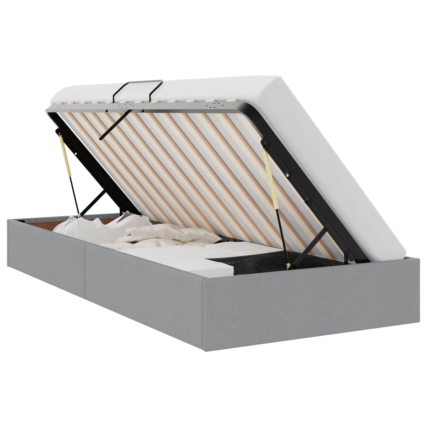 Storage Bed with Headboard Light Grey 90 x 190 cm Fabric