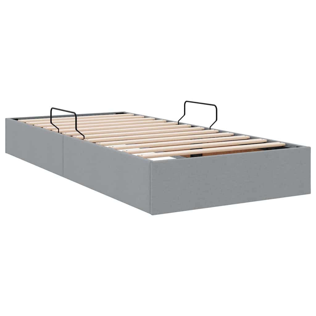 Storage Bed with Headboard Light Grey 90 x 190 cm Fabric