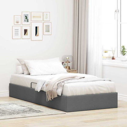 Storage Bed with Headboard Dark Grey 90 x 190 cm Fabric