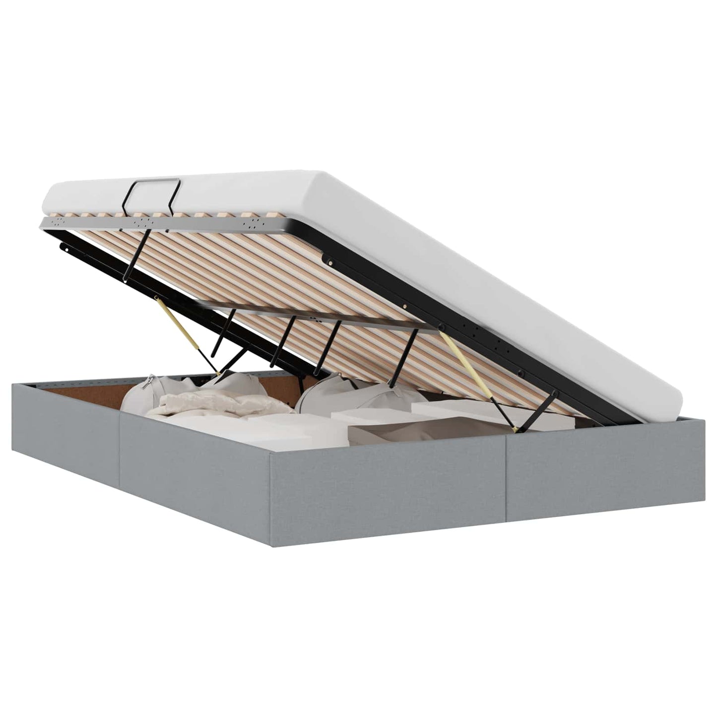 Storage Bed with Mattress Light Grey 135 x 190 cm Fabric