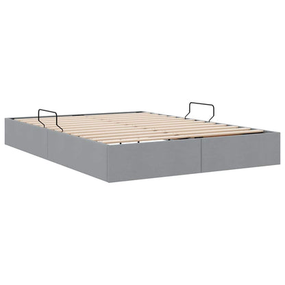 Storage Bed with Mattress Light Grey 135 x 190 cm Fabric