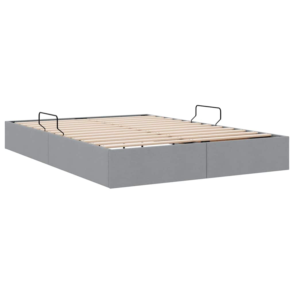 Storage Bed with Mattress Light Grey 135 x 190 cm Fabric