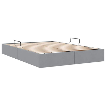 Storage Bed with Mattress Light Grey 135 x 190 cm Fabric