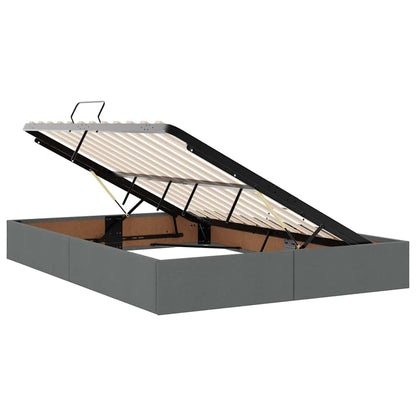 Storage Bed with Headboard Dark Grey 135 x 190 cm Fabric