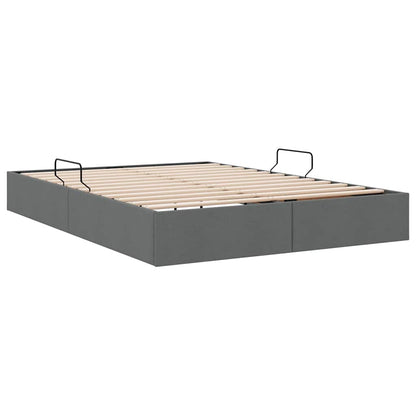 Storage Bed with Headboard Dark Grey 135 x 190 cm Fabric