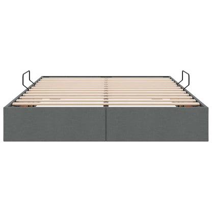 Storage Bed with Headboard Dark Grey 135 x 190 cm Fabric