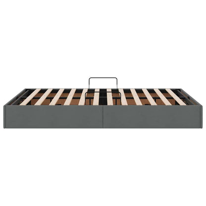 Storage Bed with Headboard Dark Grey 135 x 190 cm Fabric